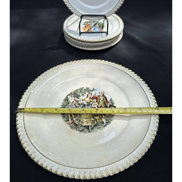 Vintage Harker Pottery Co. gold trimmed 22 kt Scallop edge Dessert Plates S37 - Picture 5 of 11